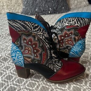 Colorful Patterned Ankle Boots